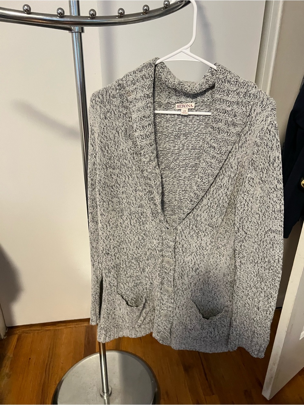 Merona Gray Marled Shawl Collar Button Cardigan Sweater